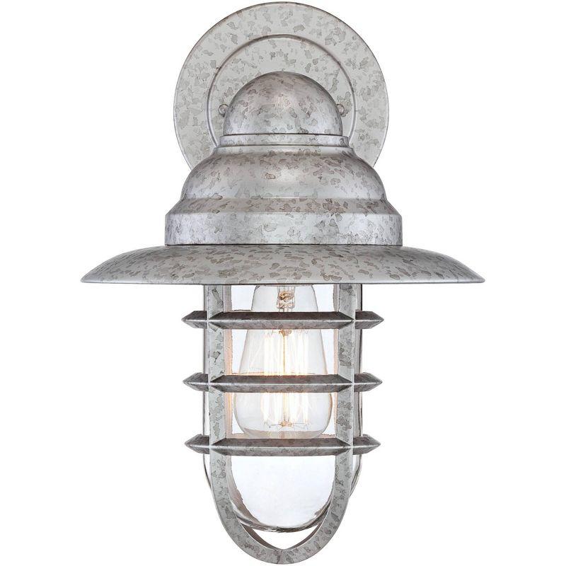 John Timberland Marlowe Industrial Wall Light Sconce Galvanized Silver Hardwire 9 1/4" Fixture Metal Cage for Bedroom Reading Living Room Hallway