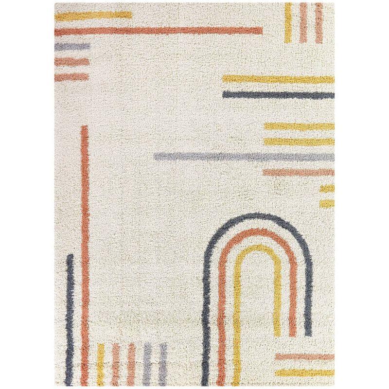 Erin Multicolor Striped Tufted Shag Rug 5' x 7'