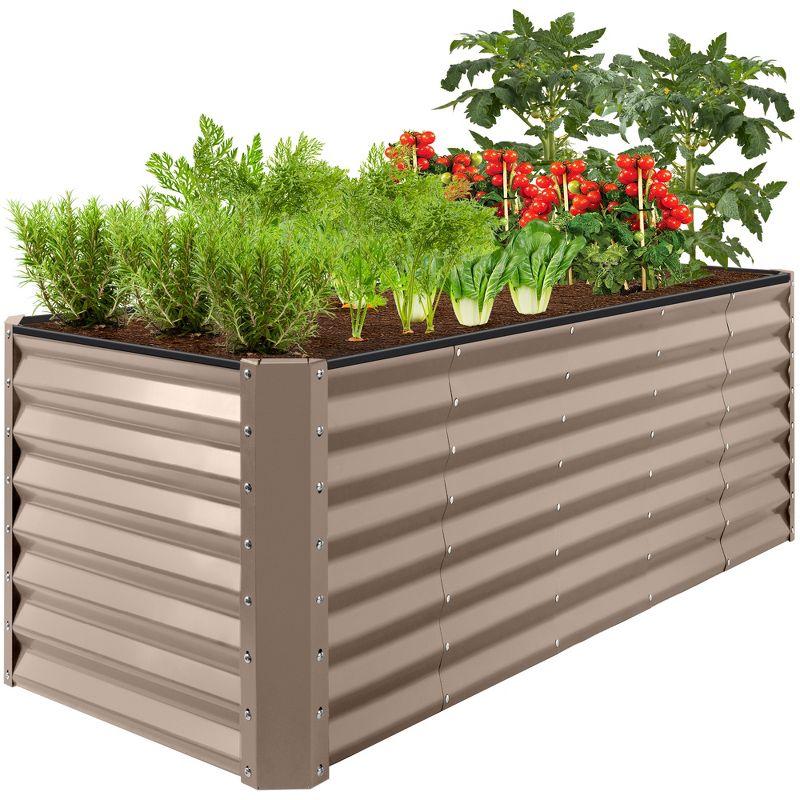 Taupe 8x2x2ft Outdoor Metal Raised Garden Bed Planter Box