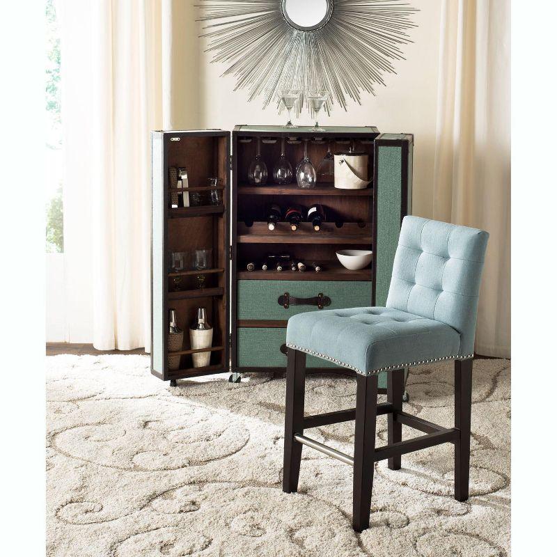 Thompson 23.9" Linen Counter Stool W/ Silver Nailheads - Sky Blue - Safavieh