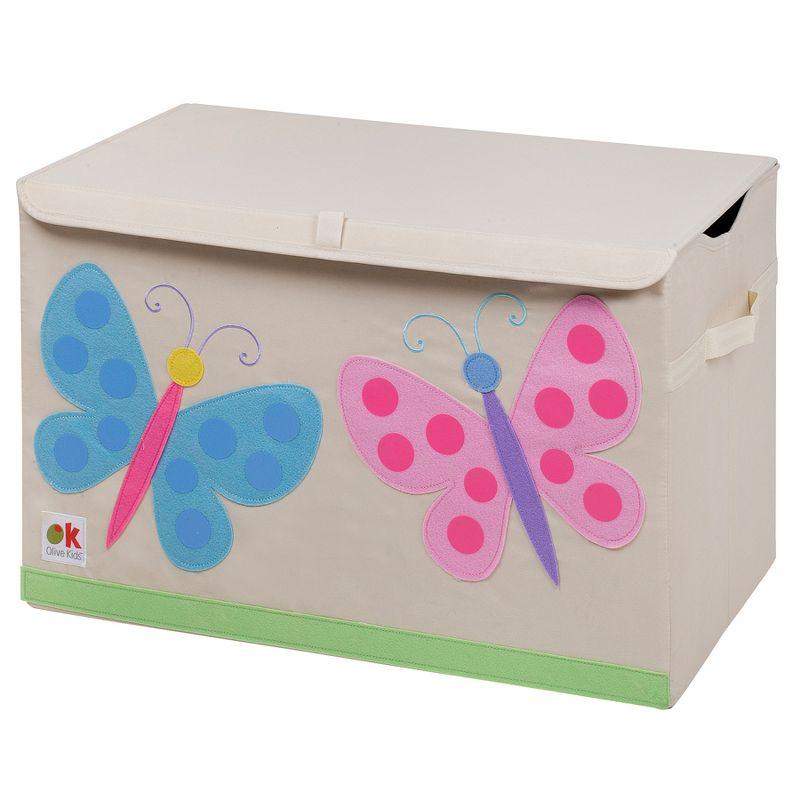 Butterflies Beige Fabric Kids Toy Storage Chest