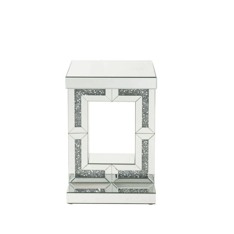 16" Mirrored Glass and Faux Diamond Accent Table