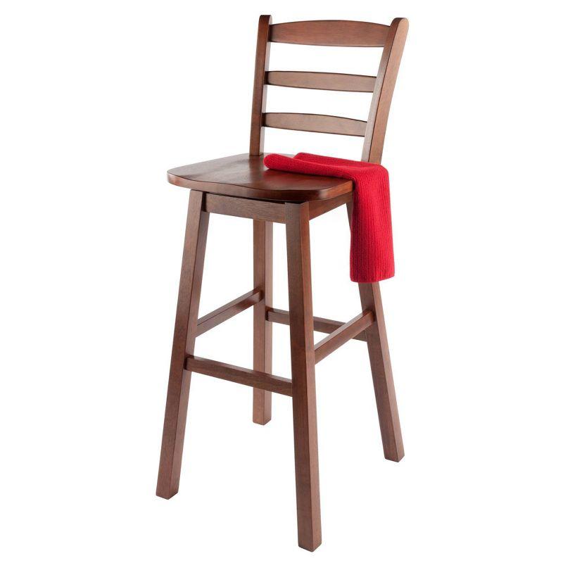 Winsome Scalera Ladder Back Swivel Seat Counter Height Barstool Walnut: Fixed Height, Wood Frame, 220lb Capacity