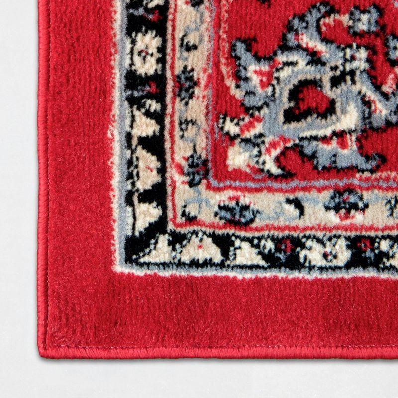 Reversible Red and Ivory Square Synthetic Area Rug