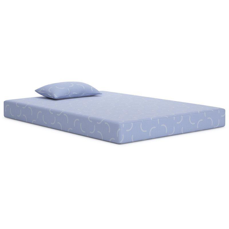 Twin Blue Memory Foam Mattress with Knit Cover and Pillow