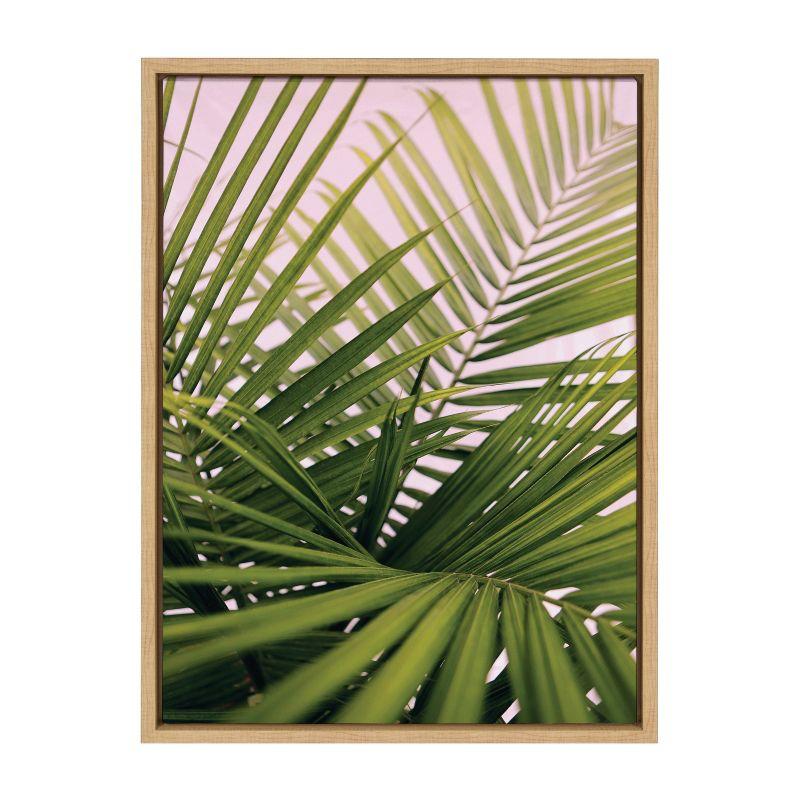 Natural Beach Palm Frond Canvas Wall Art in Wooden Frame