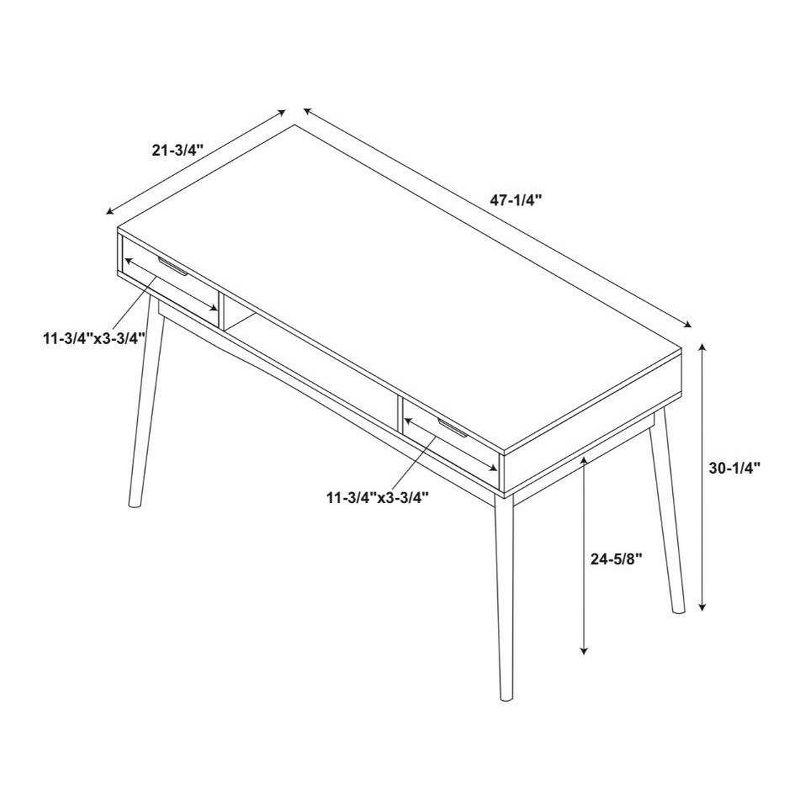 Perry White and Natural Wood Computer Desk with Drawers