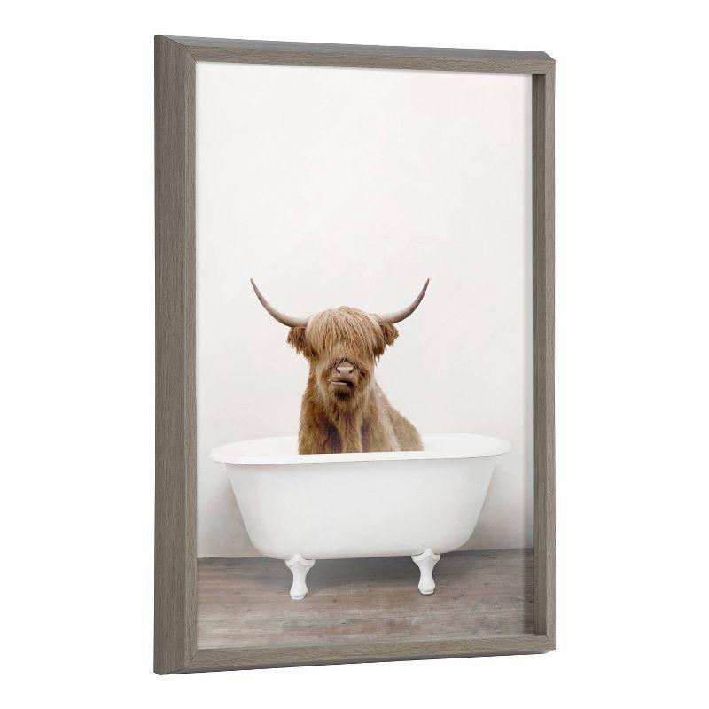 18" x 24" Blake Highland Cow in Tub Color Framed Printed Glass by Amy Peterson Art Studio - Kate & Laurel All Things Decor