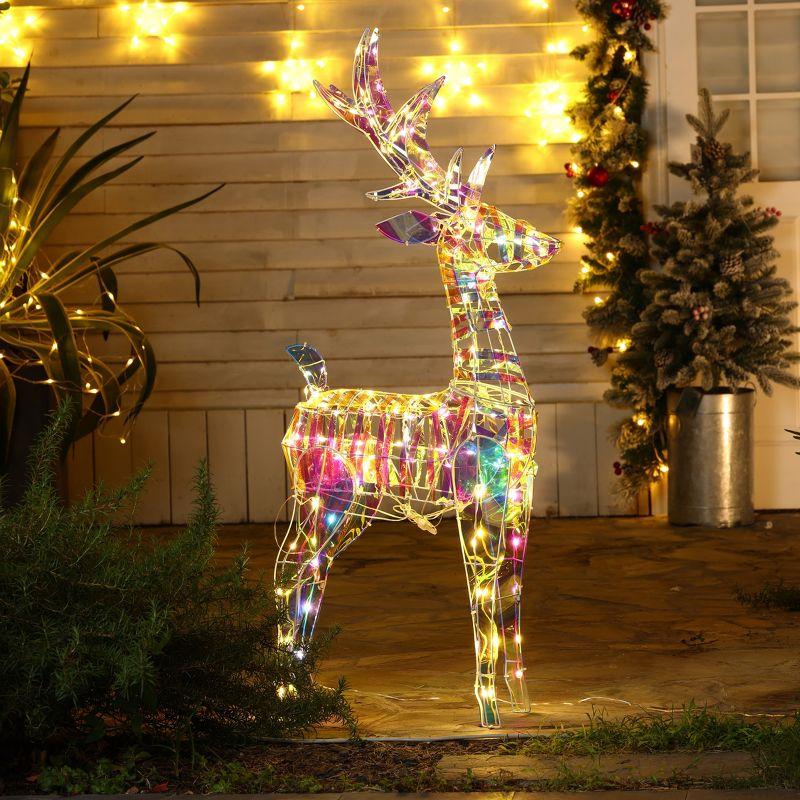 LuxenHome Magical Deer with Antlers Lighted LED Winter Holiday Yard Decoration White