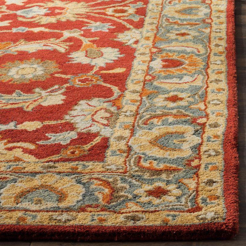 Red and Blue Hand-Tufted Wool 5' x 8' Area Rug