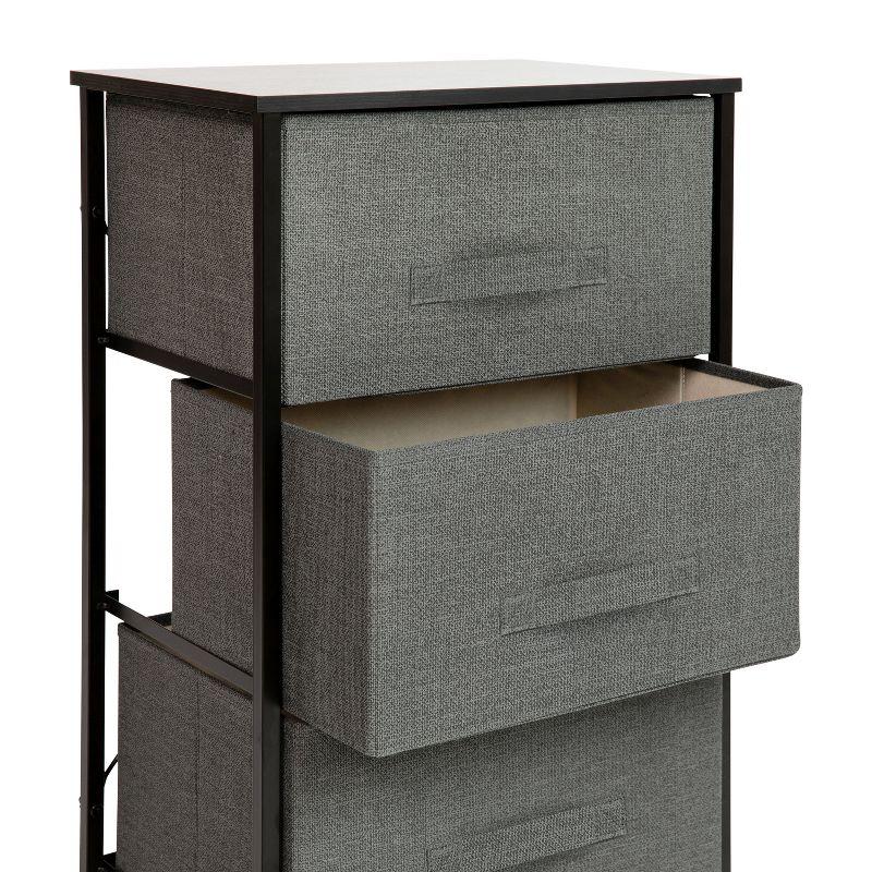Flash Furniture Malone 3 Drawer Vertical Storage Dresser with Wood Top & Fabric Pull Drawers