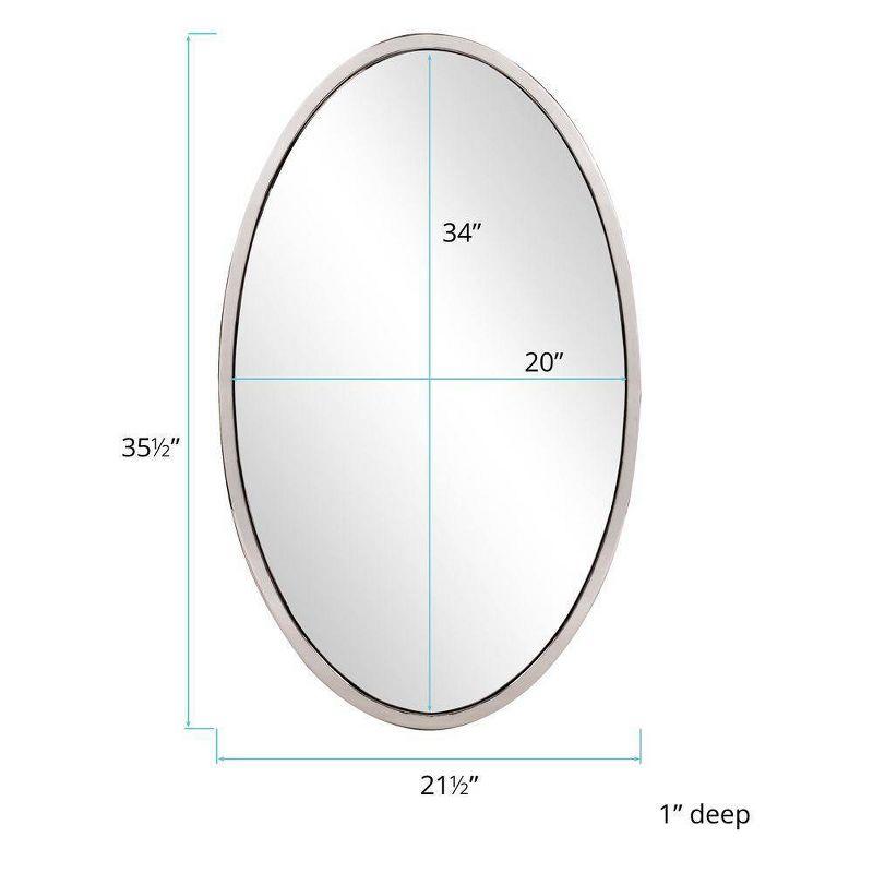 Simone Oval Mirror - Howard Elliott: Stainless Steel Frame, Modern Wall Mounted, 34x20 Inches