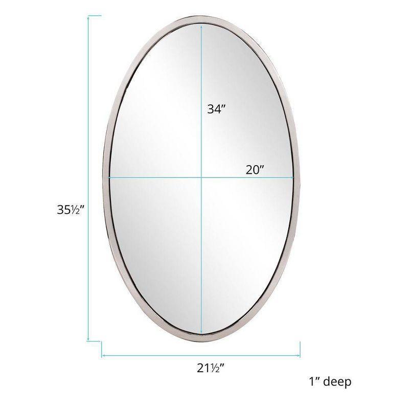 Simone Oval Mirror - Howard Elliott: Stainless Steel Frame, Modern Wall Mounted, 34x20 Inches