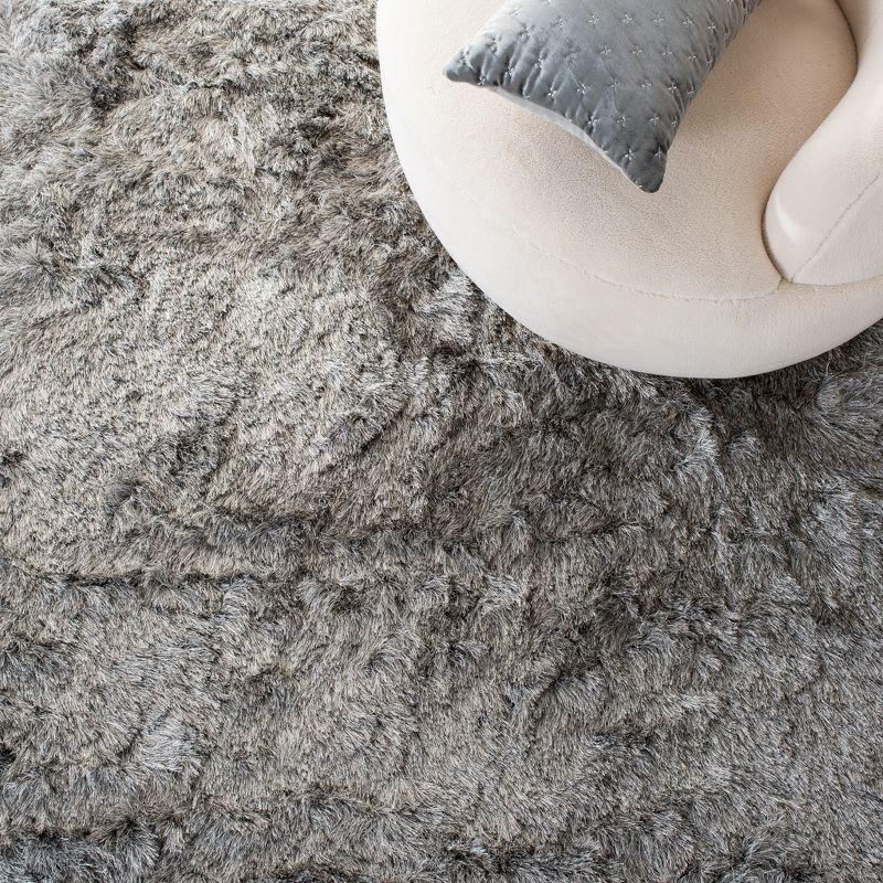 Paris Shag SG511 Hand Tufted Indoor Area Rug - Silver - 7'x7' Square - Safavieh