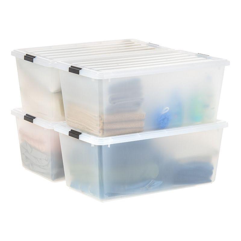 Clear 91 Quart Stackable Plastic Storage Bins with Lids