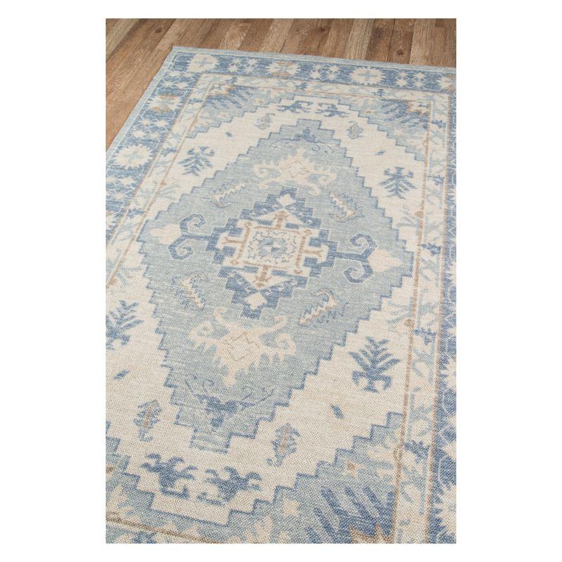 Handmade Blue Medallion Wool and Synthetic Area Rug