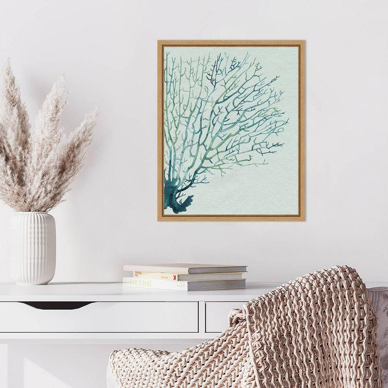 Seaglass Shadow I Abstract Tree Canvas Print with Maple Frame