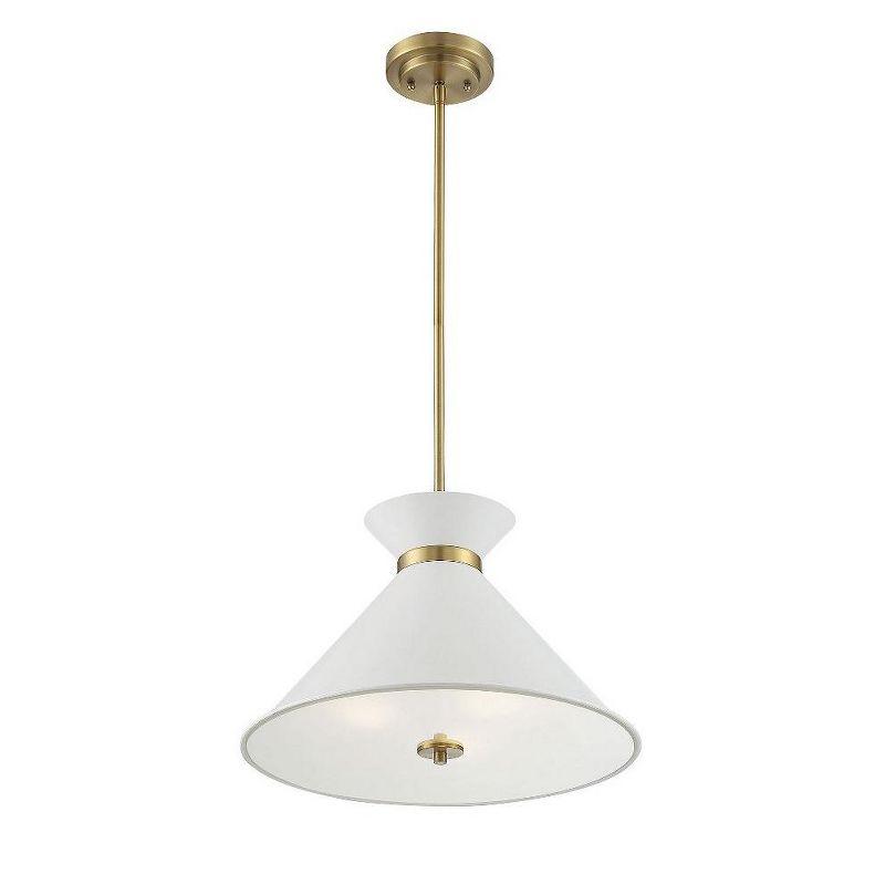 Lamar 3-Light Black and Warm Brass Pendant with Glass Shade