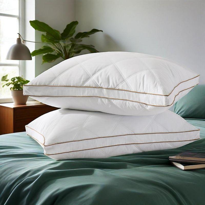 Peace Nest Set of 2 Goose Down Feather Gusseted Bed Pillows, Standard