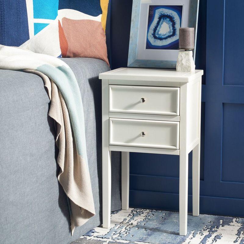 Toby Accent Table with Storage Drawers - White - Safavieh.