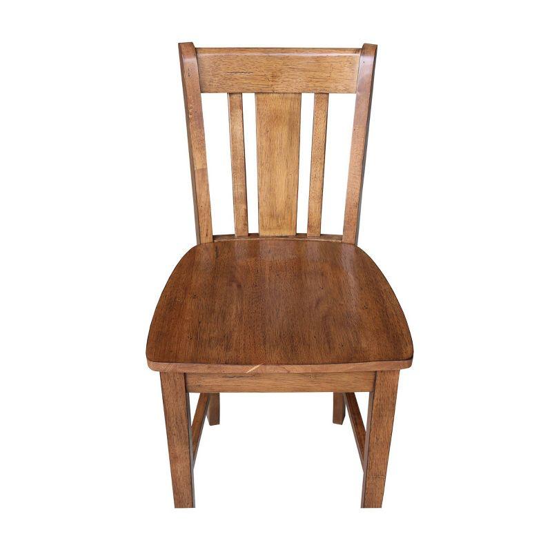 24" San Remo Counter Height Barstool Distressed Oak - International Concepts: Solid Wood, Traditional Style