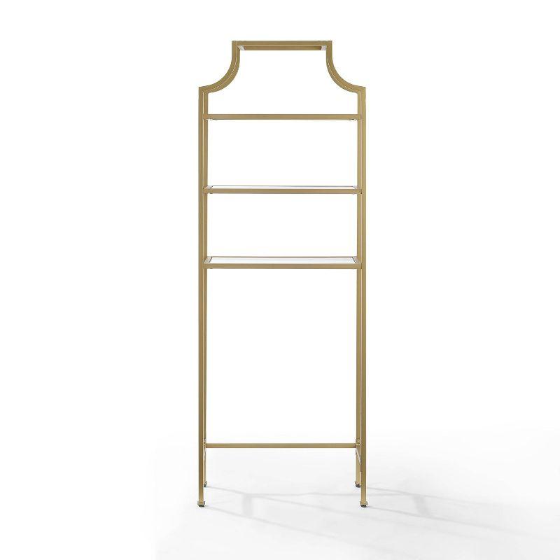 Aimee Space Saver Gold - Crosley: Modern Luxury Freestanding Toilet Hutch with 3 Tempered Glass Shelves