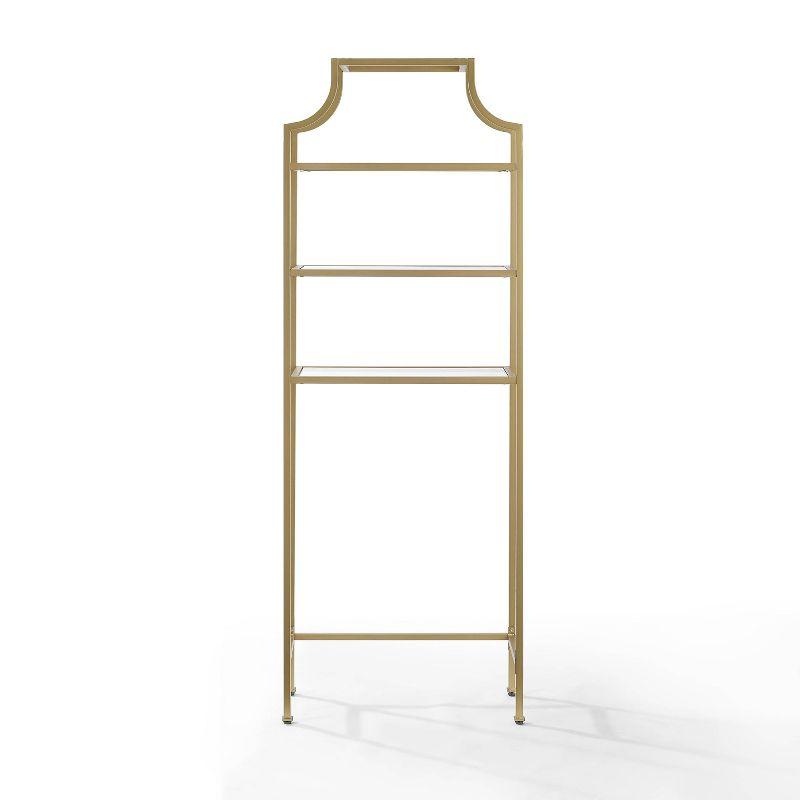 Soft Gold Pagoda-Inspired Over-the-Toilet Storage with Tempered Glass Shelves