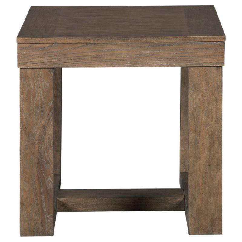 Contemporary Plank-Effect Square End Table in Textured Grayish Brown