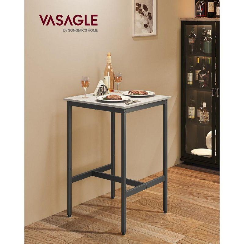 VASAGLE White and Black Counter Height Bar Table