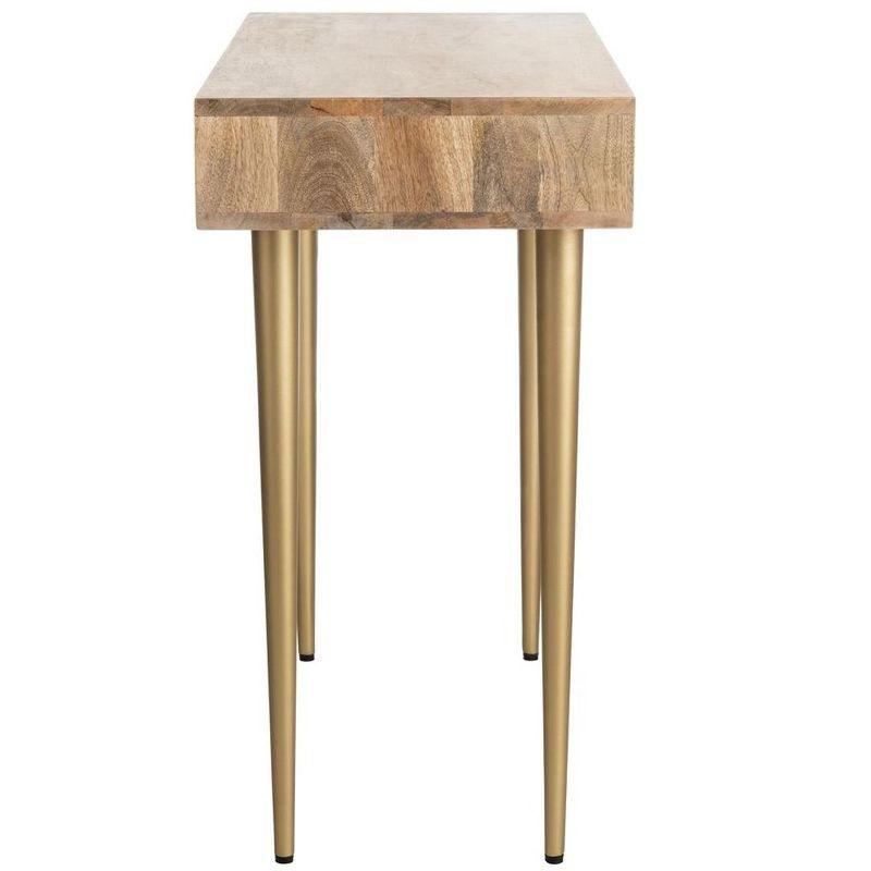 Leni Desk - Natural/Grey Concrete/Brass Legs - Safavieh