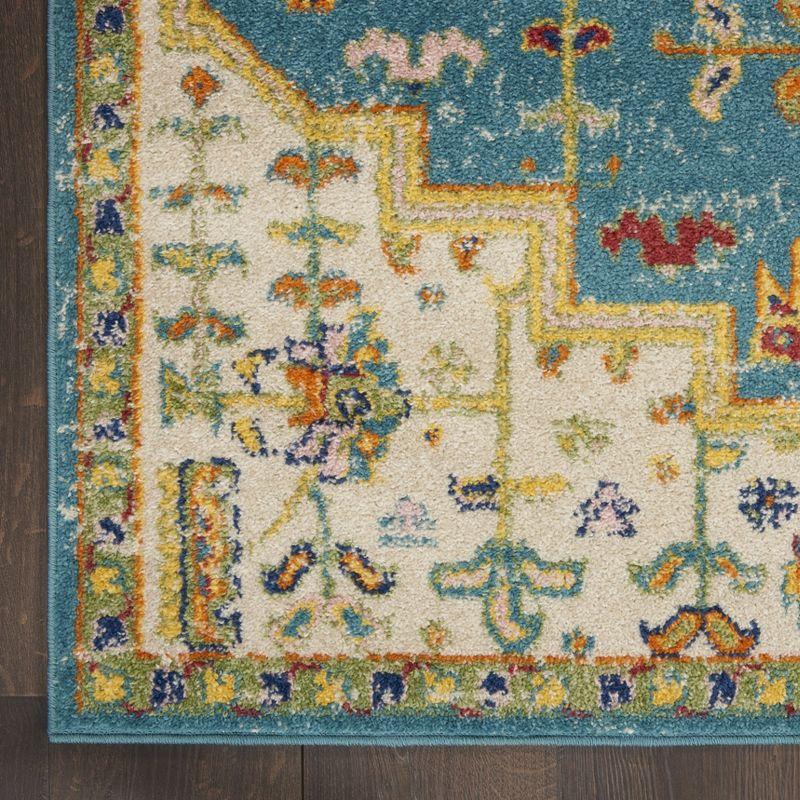 Turquoise Ivory Medallion 8' x 10' Synthetic Area Rug