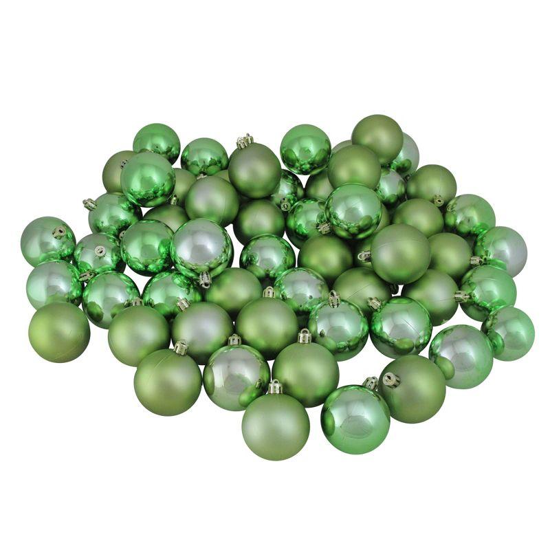 Sage Green Shatterproof Plastic Christmas Ball Ornament Set 2.5"