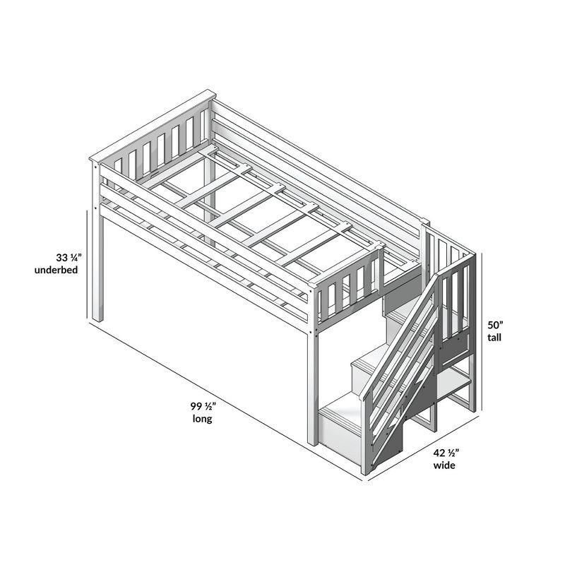 Max & Lily Twin Low Loft Bed with Staircase