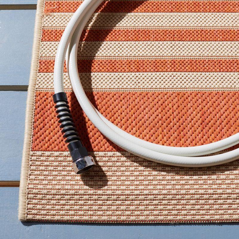 Terracotta & Beige Stripe 2'7" x 5' Flat Woven Synthetic Indoor/Outdoor Rug