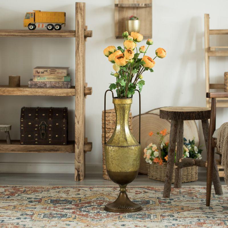 Uniquewise Decorative Antique Style 2 Handle Metal Jug Floor Vase for Entryway, Living Room, or Dining Room Elegant Home Decor Accent – 26 inches Tall
