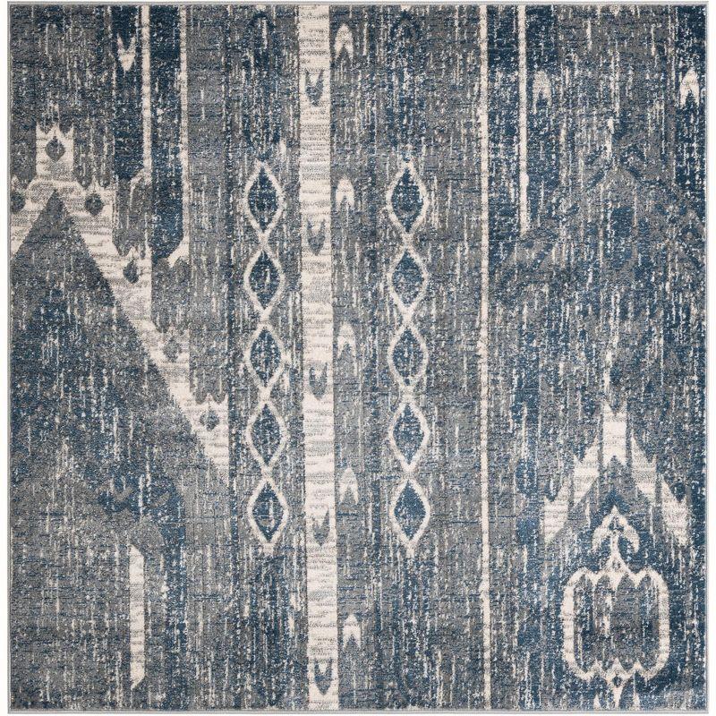 Unique Loom Portland Collection Area Rug - Orford (6' 1" Square Blue Gray/Gray)
