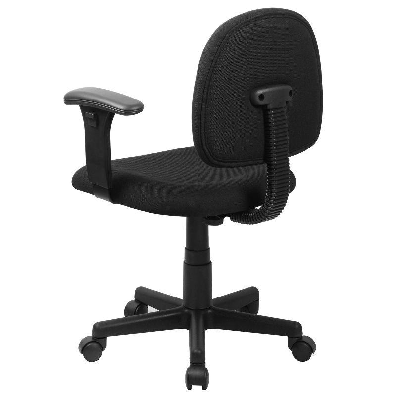 Flash Furniture Wayne Mid-Back Black Fabric Swivel Task Office Chair with Adjustable Arms