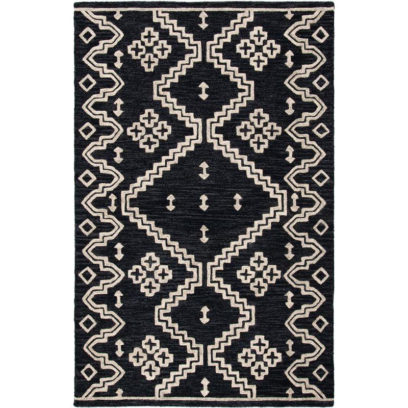 Abstract ABT852 Handmade Indoor Area Rug - Black/Ivory - 4'x6' - Safavieh