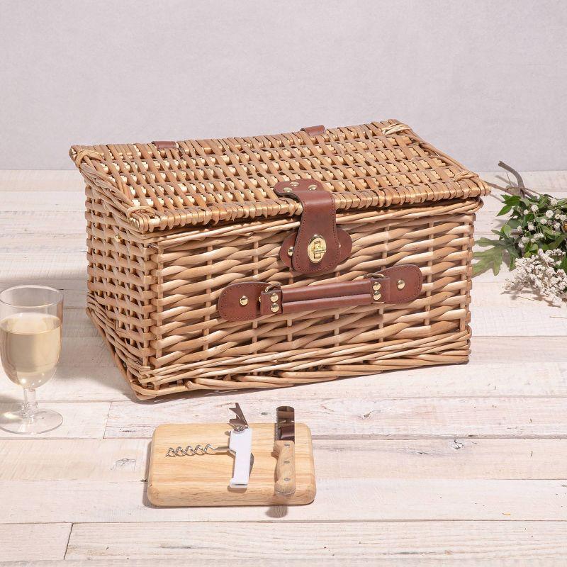 Picnic Time Classic Wine & Cheese Wicker Picnic Basket - Romantic Wine Picnic