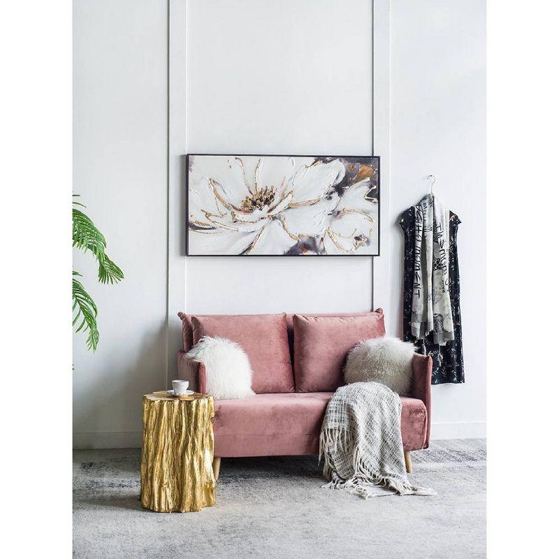 A&B Home Blooming Floral Framed Hand-Painted Wall Art - 24.5"W X 48"H X 2“L - Black Frame - Cream/Gray