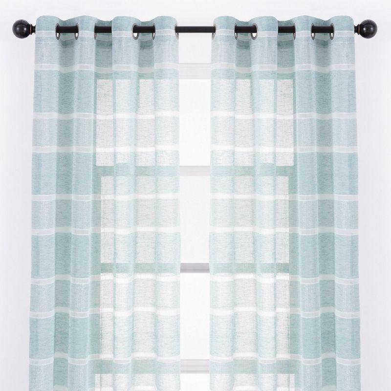 Turquoise Sheer Light-Filtering Grommet Window Panels, 52 x 63 Inch