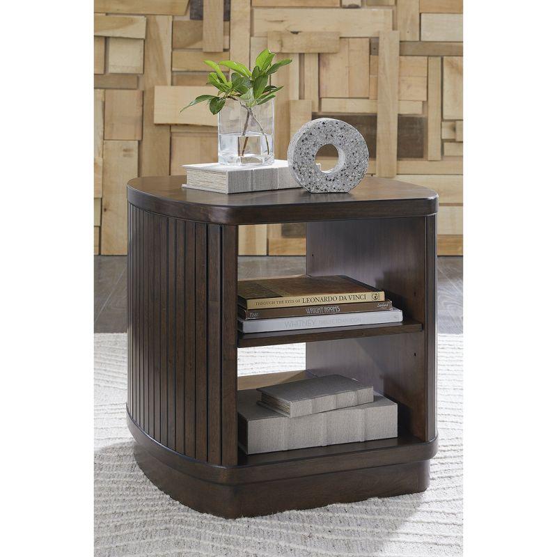 Korestone Dark Brown Mango Wood Square End Table with Storage