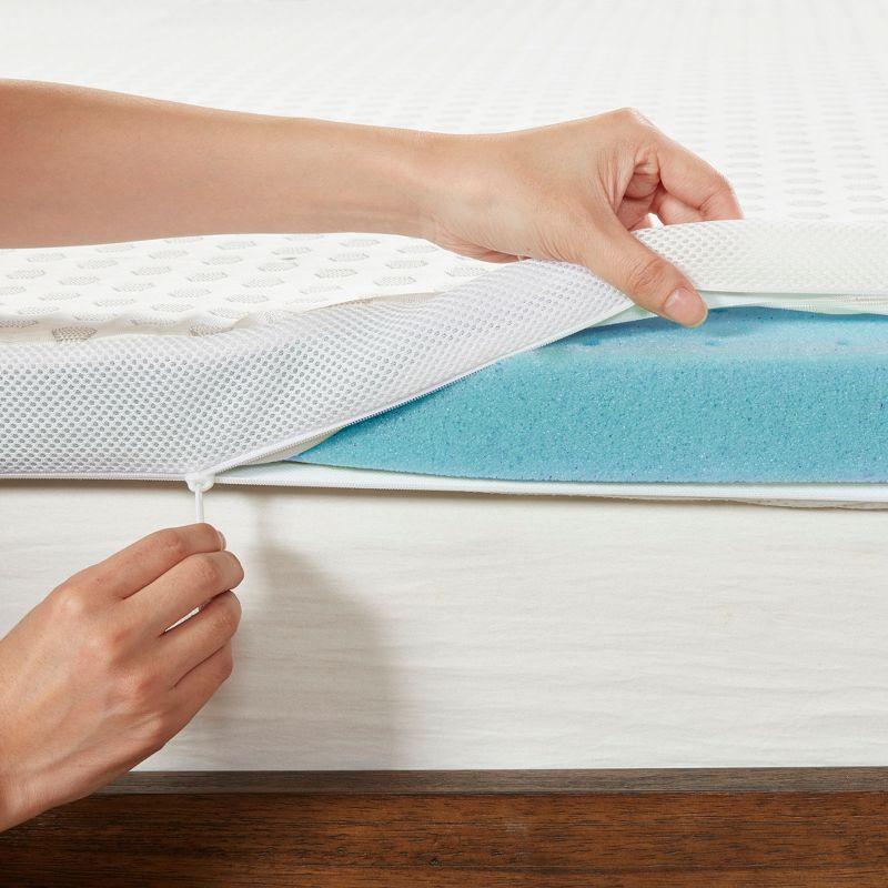 Hypoallergenic 2" Gel Memory Foam Mattress Toppers (Queen) White: Microfiber Cover, TESTEX Certified
