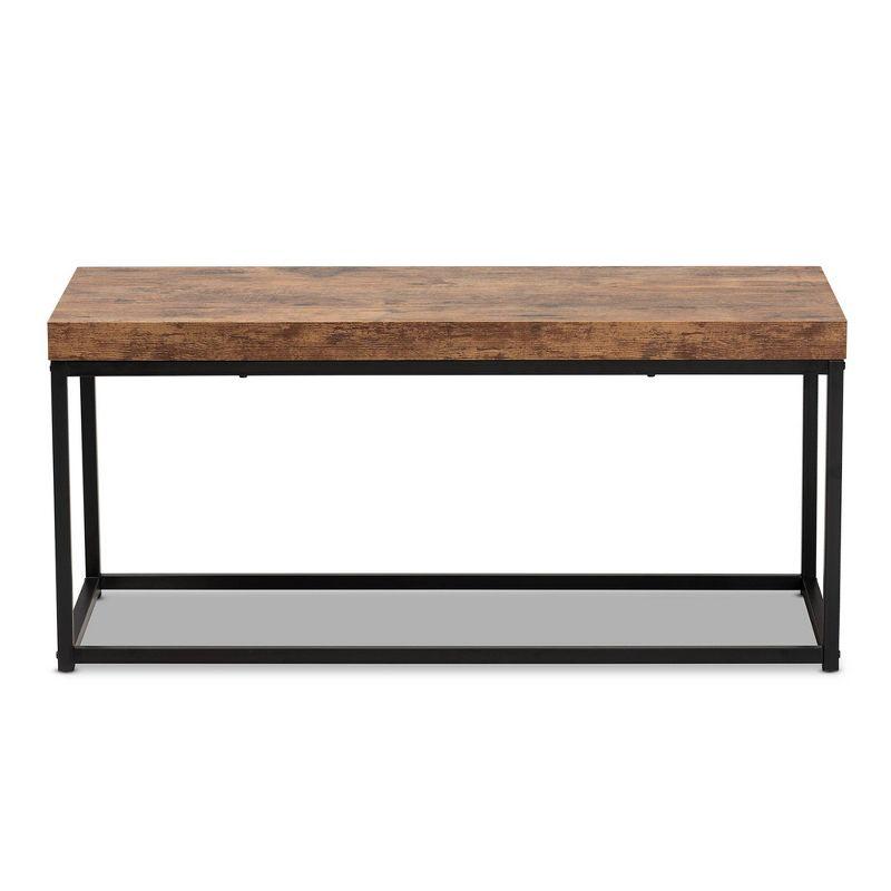 Bardot Walnut Brown and Black Metal Modern Industrial Bench