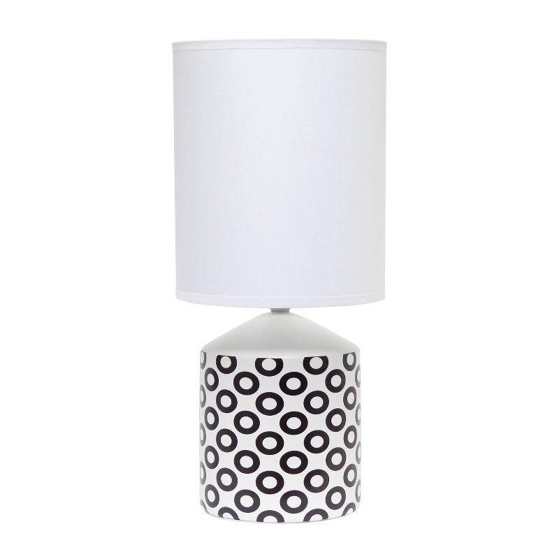 White and Black Ceramic Table Lamp with Fabric Shade