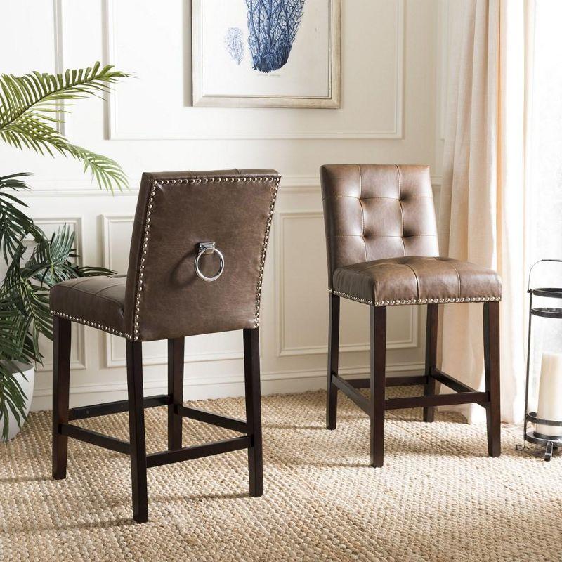 Nikita Counter Stool (Set of 2) - BST6303 - Brown/Espresso - Safavieh