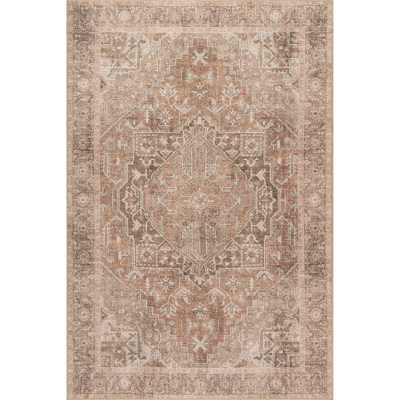 Nuloom Hillstone Collection Mariposa Traditional Vintage Medallion Area Rug, 6' 7" x 9', Ivory