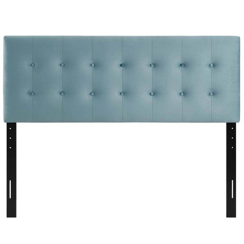 Queen Emily Biscuit Tufted Performance Velvet Headboard Light Blue - Modway: Adjustable Height, Plywood Frame