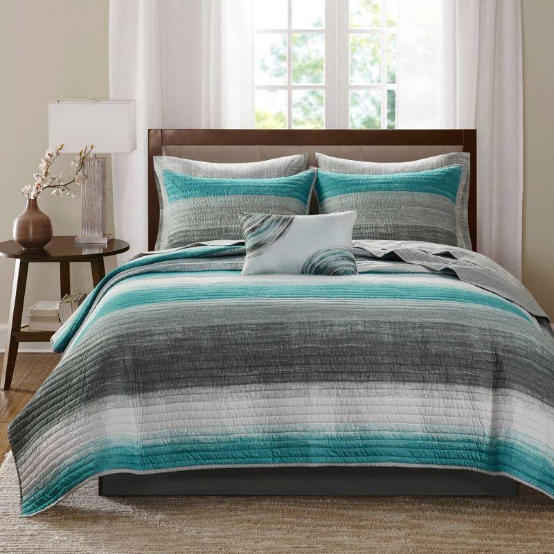 Madison Park Essentials Saben Microfiber Quilt Set with Cotton Bed Sheets