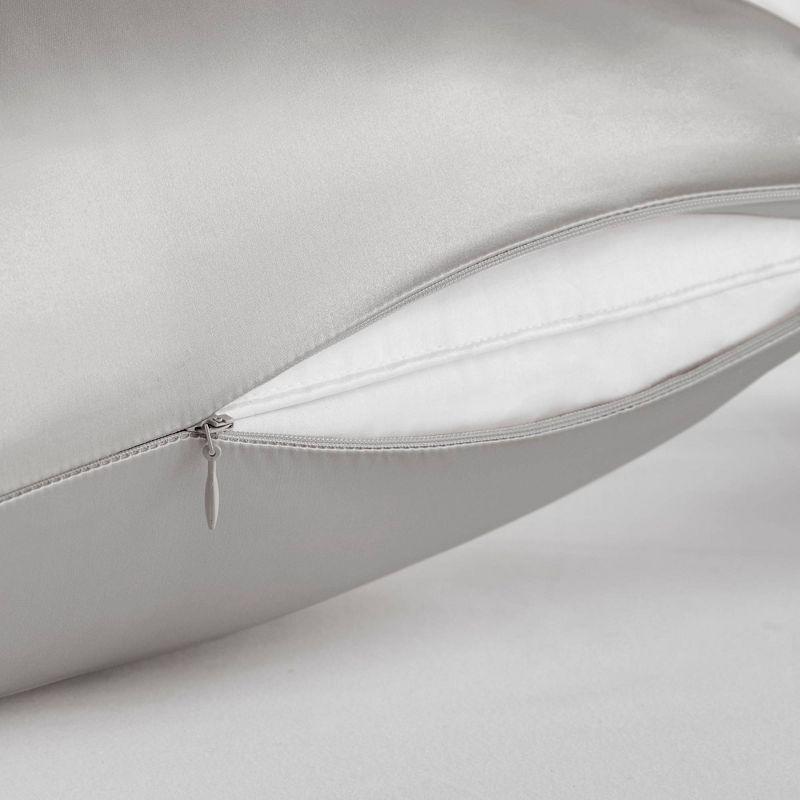 Gray 100% Mulberry Silk Standard Pillowcase with Zipper Closure